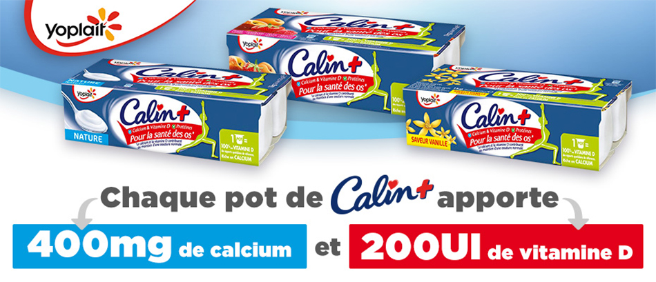 Chaque pot de Calin+ apporte 400mg de calcium et 200UI de vitamine D